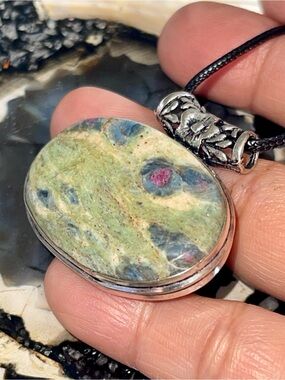 Corundum Ruby Fuchsite Pendant 1 1/5”x1 1/2”